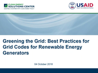 Best Practices for Grid Codes for Renewable Energy Generators