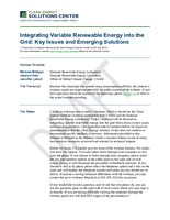 Transcript - Integrating Variable Renewable Energy to the Grid: Key Issues and Emerging Solutions